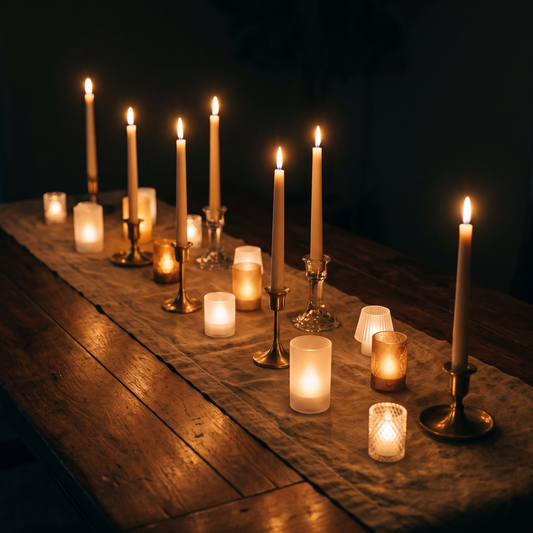 LED taper candles with acrylic shades