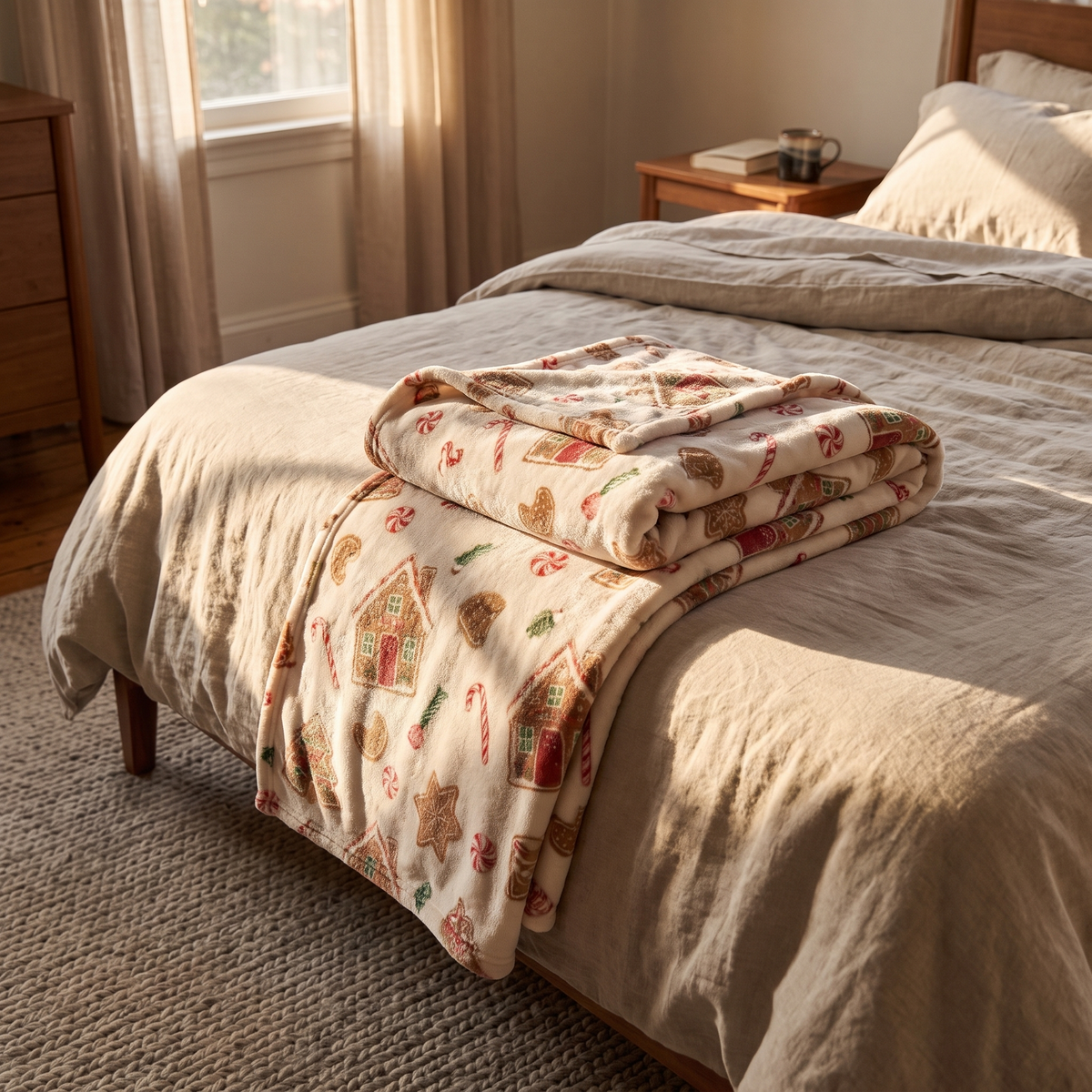 Gingerbread Flannel Throw Blanket lifestyle