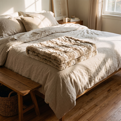 Faux Rabbit Fleece Throw Blanket lifestyle