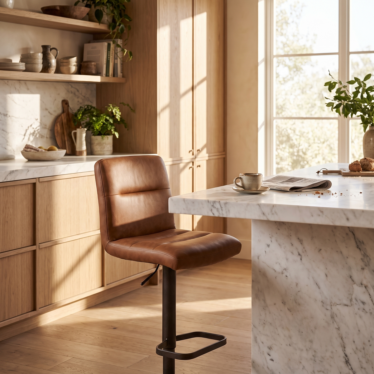PU Leather Counter Stools Set of 2 lifestyle