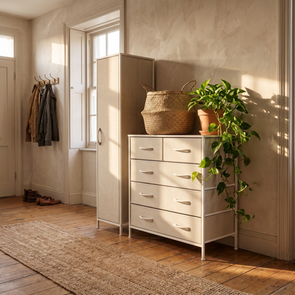 Five Drawer Fabric Dresser lifestyle