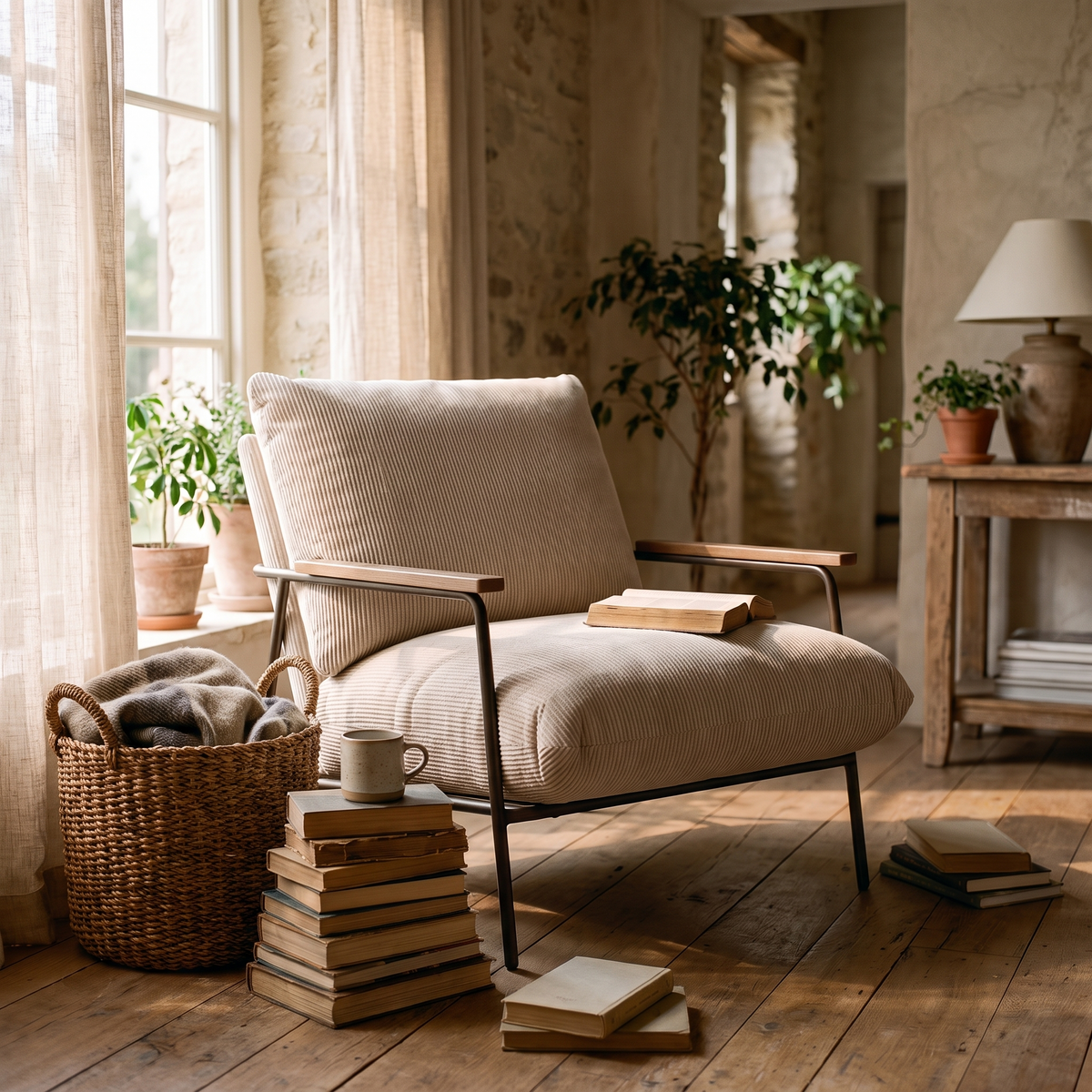 Oversized Corduroy Accent Chair lifestyle