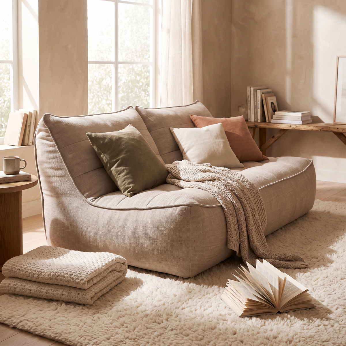 Foldable Fabric Bean Bag Sofa lifestyle