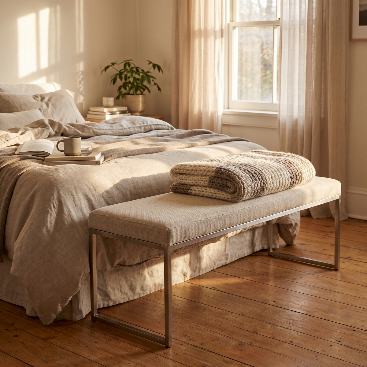 Minimalist Upholstered Bed Bench lifestyle