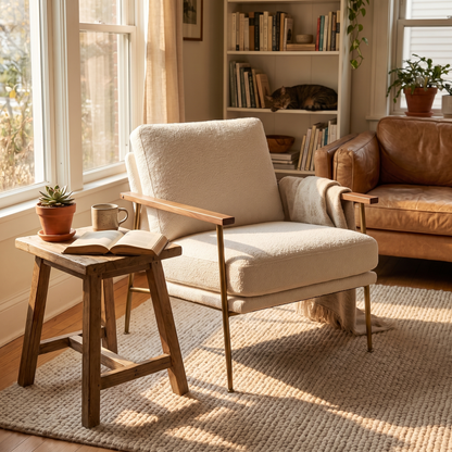 Upholstered Wood Arm Accent Chair lifestyle
