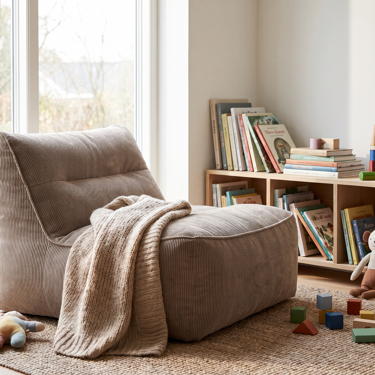 Corduroy Reclining Bean Bag Chair lifestyle