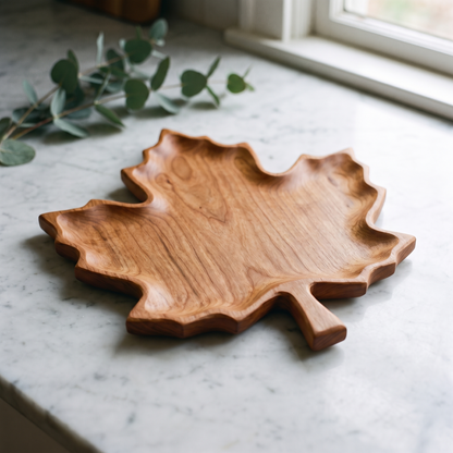 Maple Leaf Wooden Serving Tray lifestyle