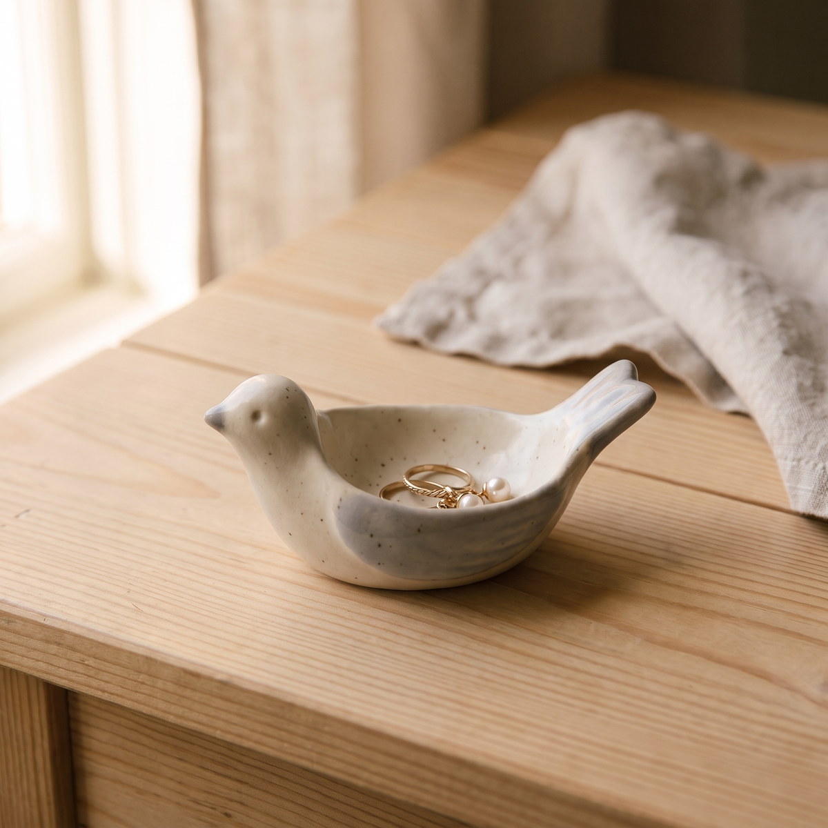 Ceramic Bird Trinket Tray lifestyle