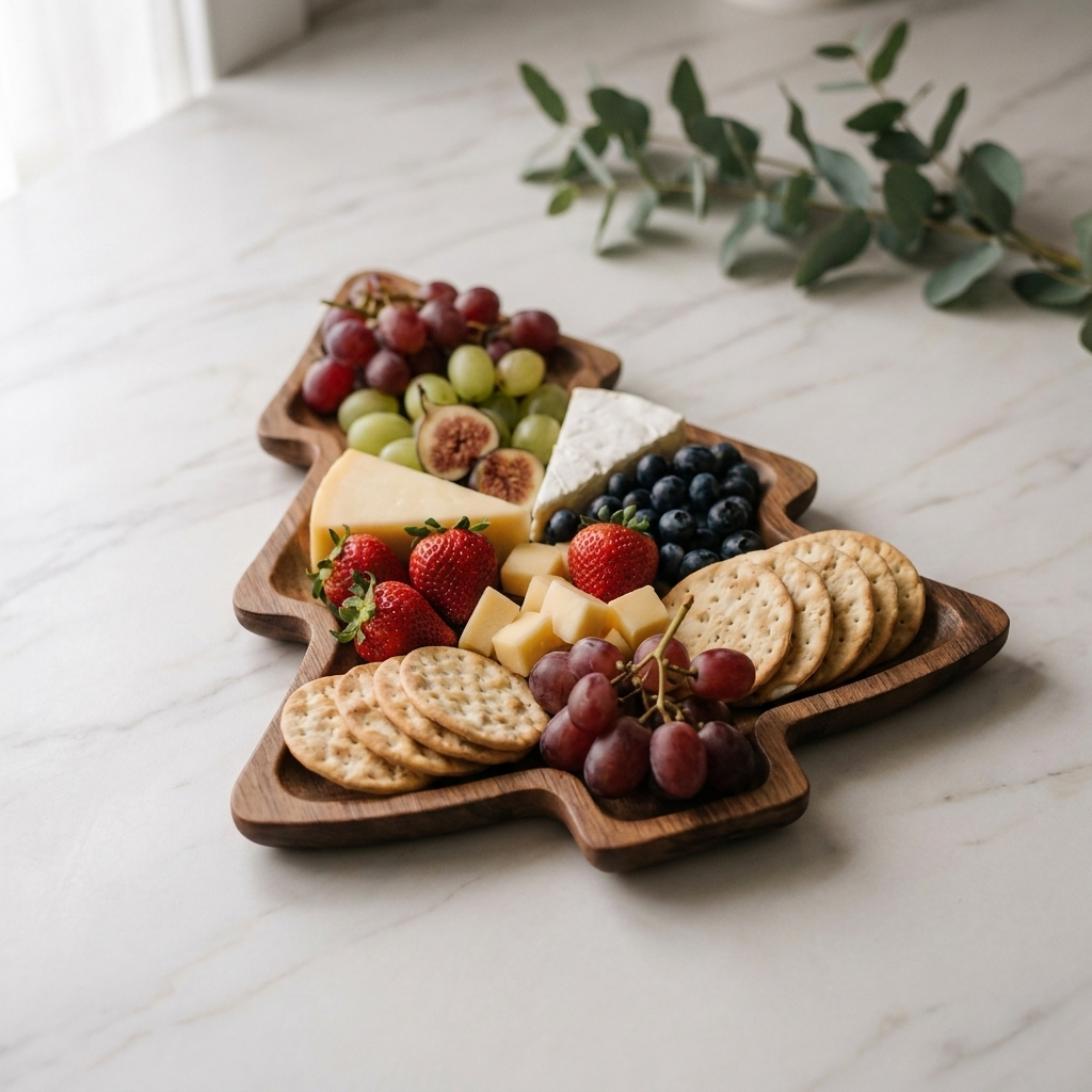 Wooden Christmas Tree Snack Plates lifestyle