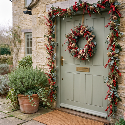 Red Berry Christmas Wreath lifestyle