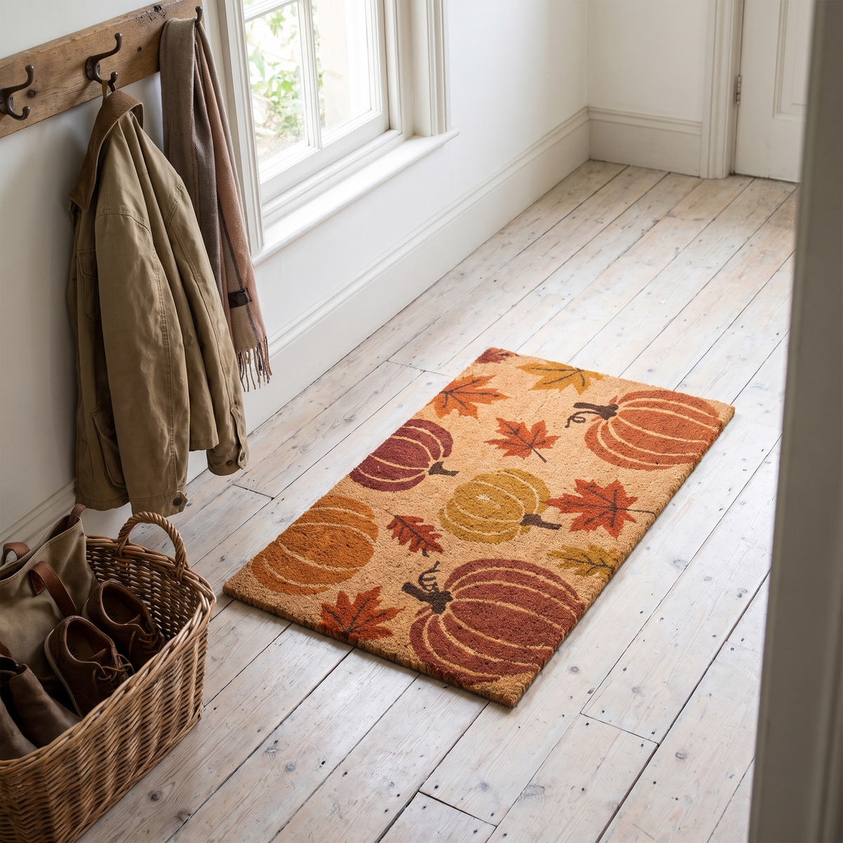 Pumpkin Maple Leaf Doormat lifestyle