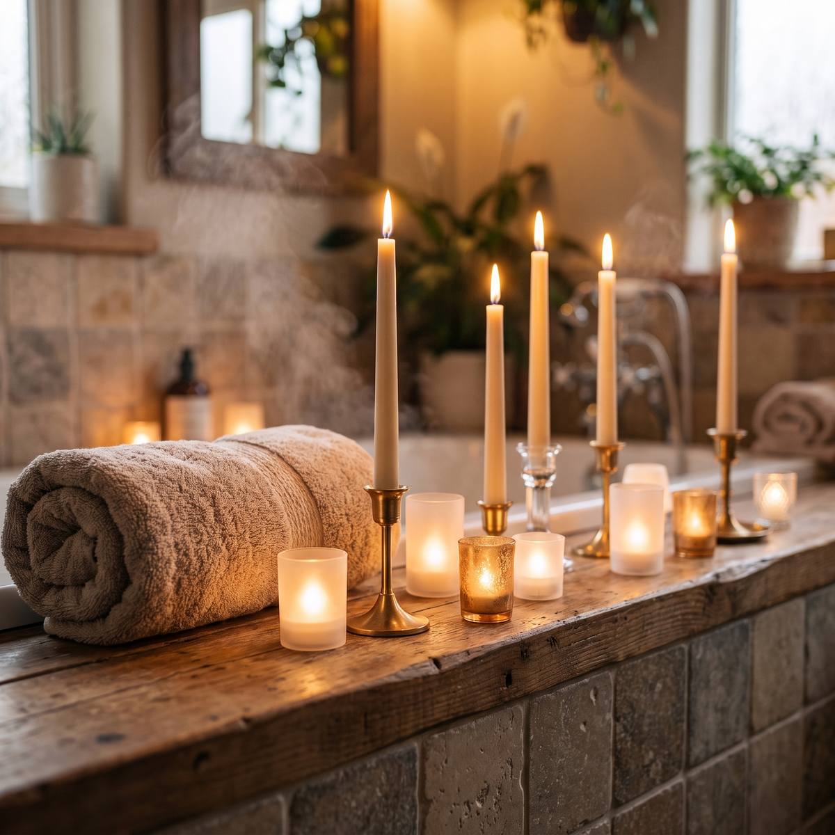 LED Taper Candles with Shades lifestyle