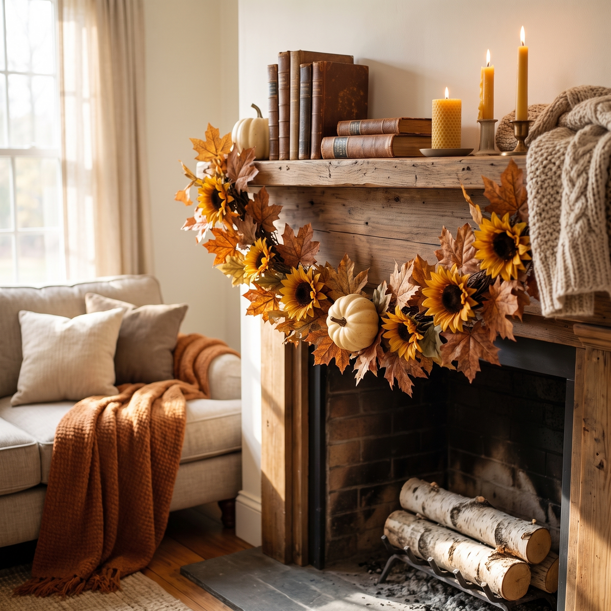 Pumpkin Maple Leaf Autumn Wreath lifestyle