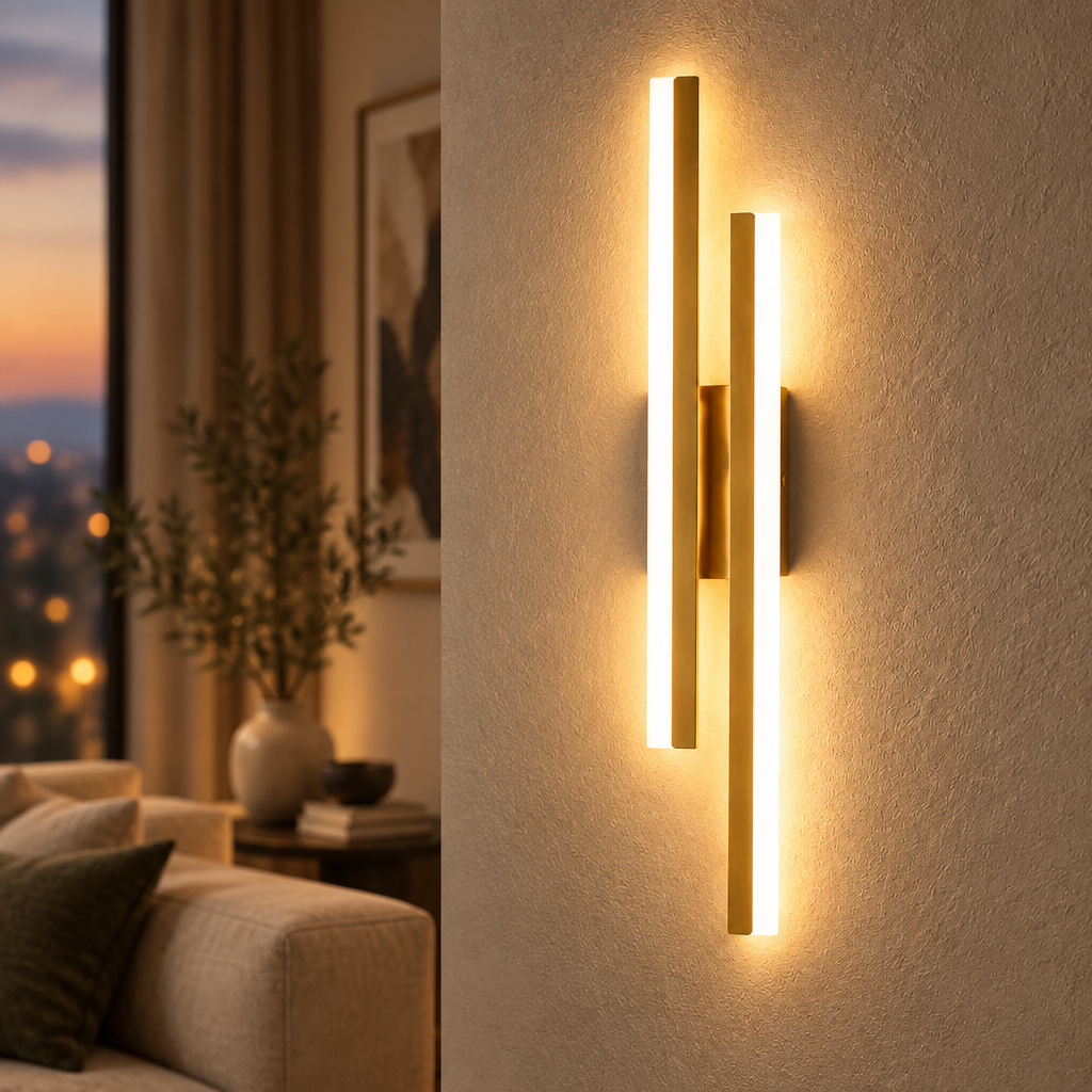 Study Room LED Wall Light close-up glow at dusk
