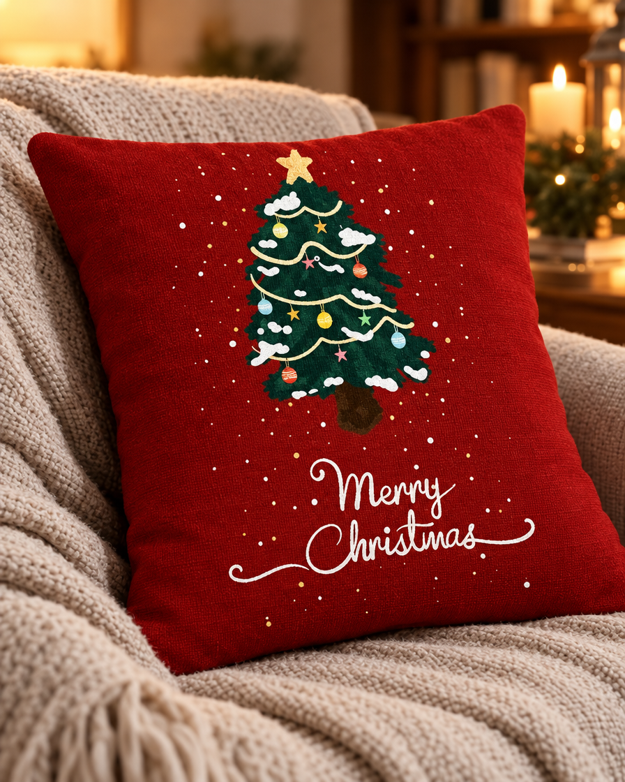 Elegant Rectangle Christmas Pillowcase close-up detail