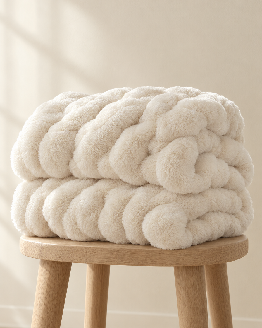 Cozy Faux Rabbit Fleece Blanket studio still