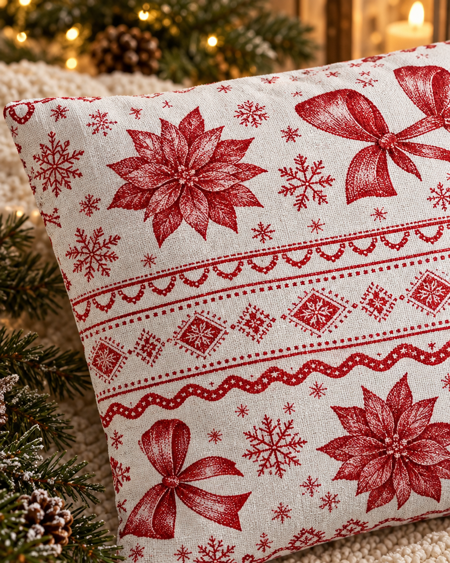 Red Black Plaid Pillow Case close-up detail
