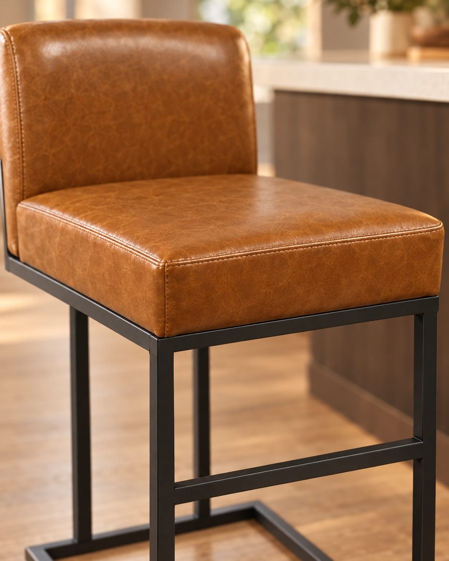 Faux Leather Counter Stools close-up detail
