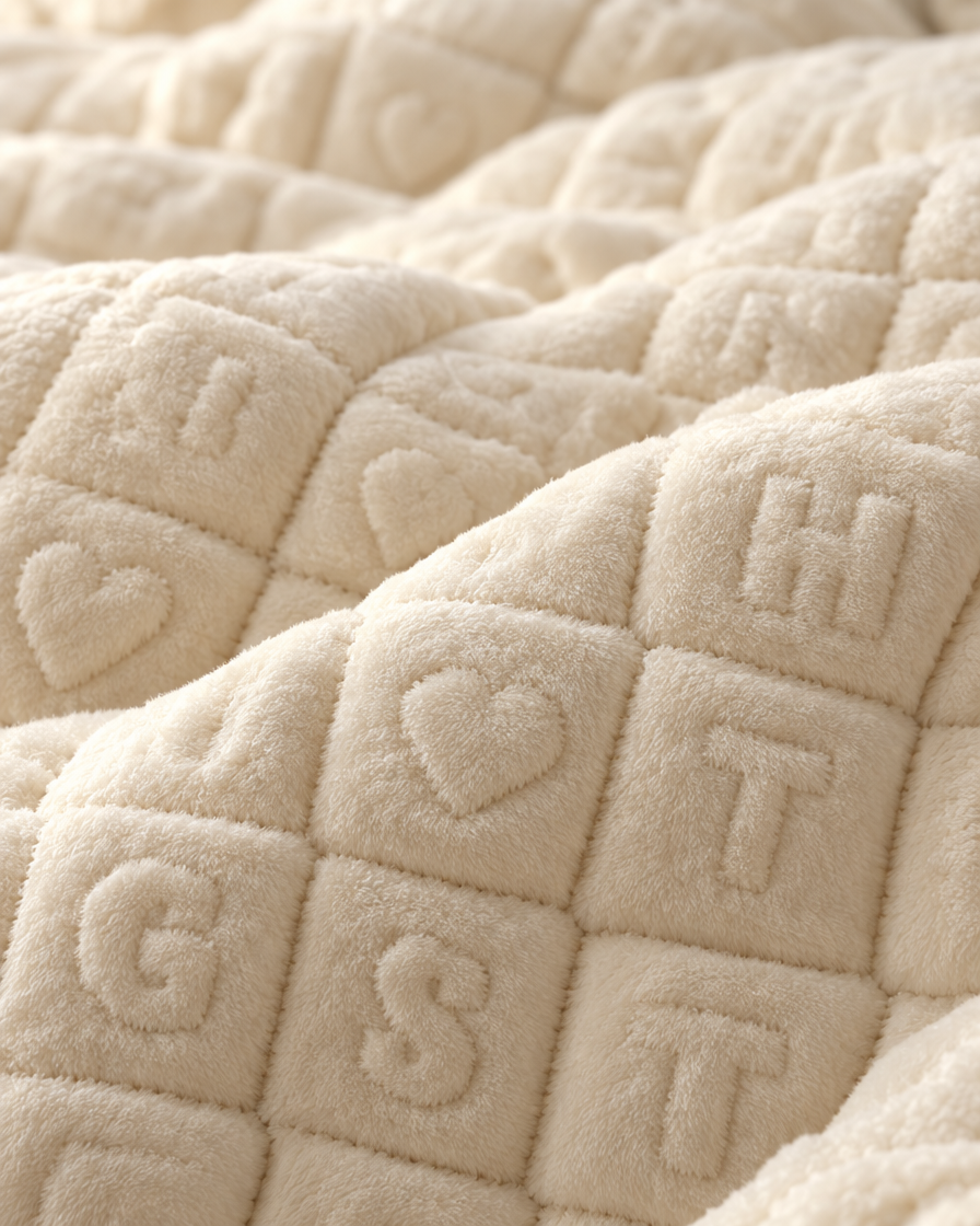 Coral Velvet Plush Winter Quilt close-up quilting