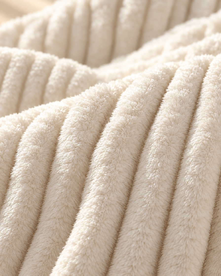 Fluffy Striped Bed Blanket close-up texture