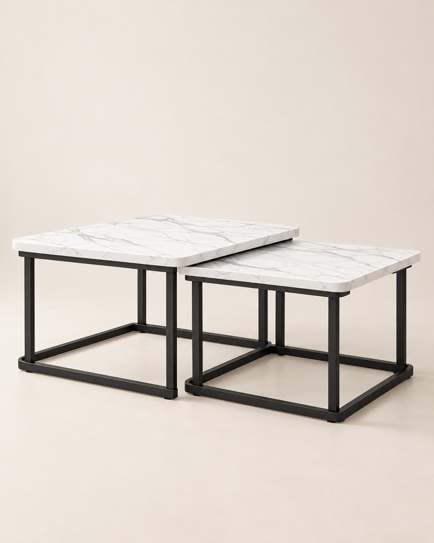 Square Fluted Nesting Tables studio shot