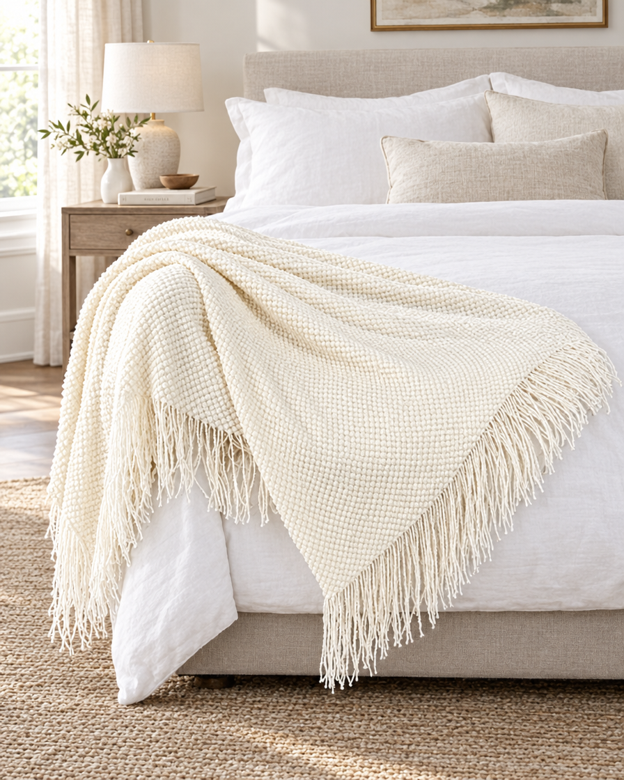 Cooling Summer Throw Blanket on a bed