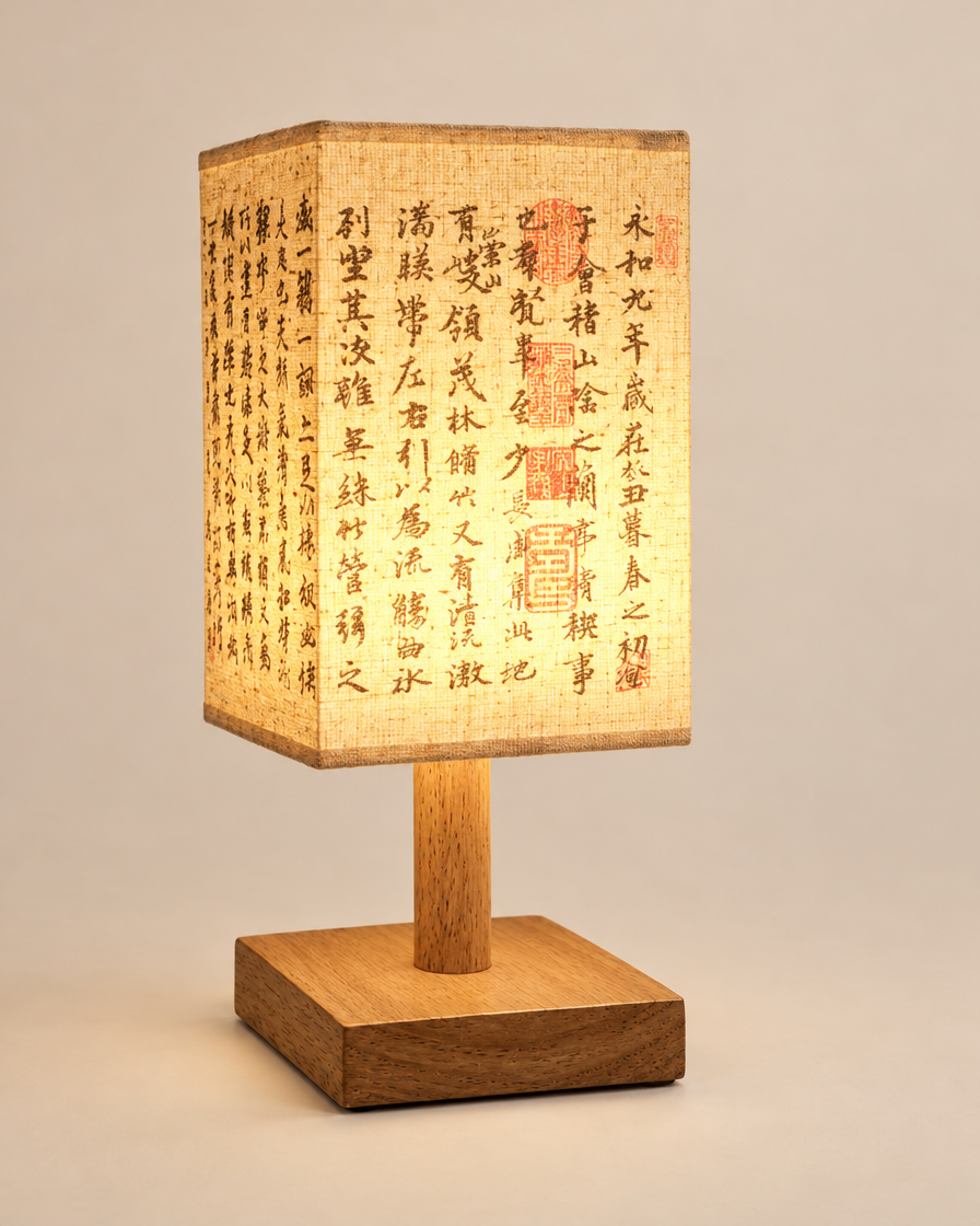 Square Fabric Bedside Lamp studio shot