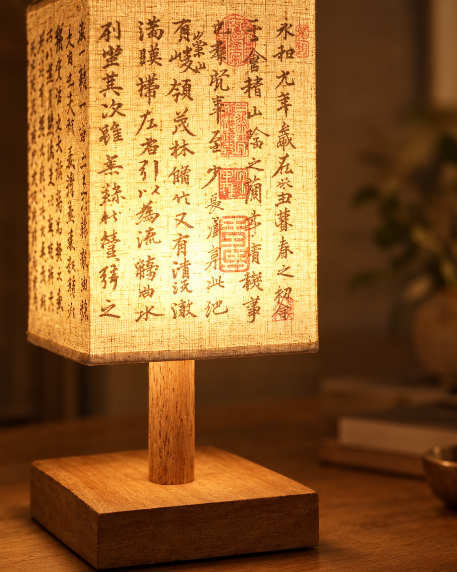 Square Fabric Bedside Lamp close-up shade