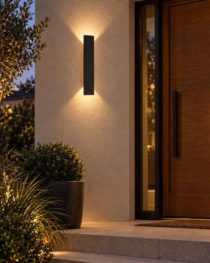 18W Waterproof Outdoor Wall Lamp by a front door