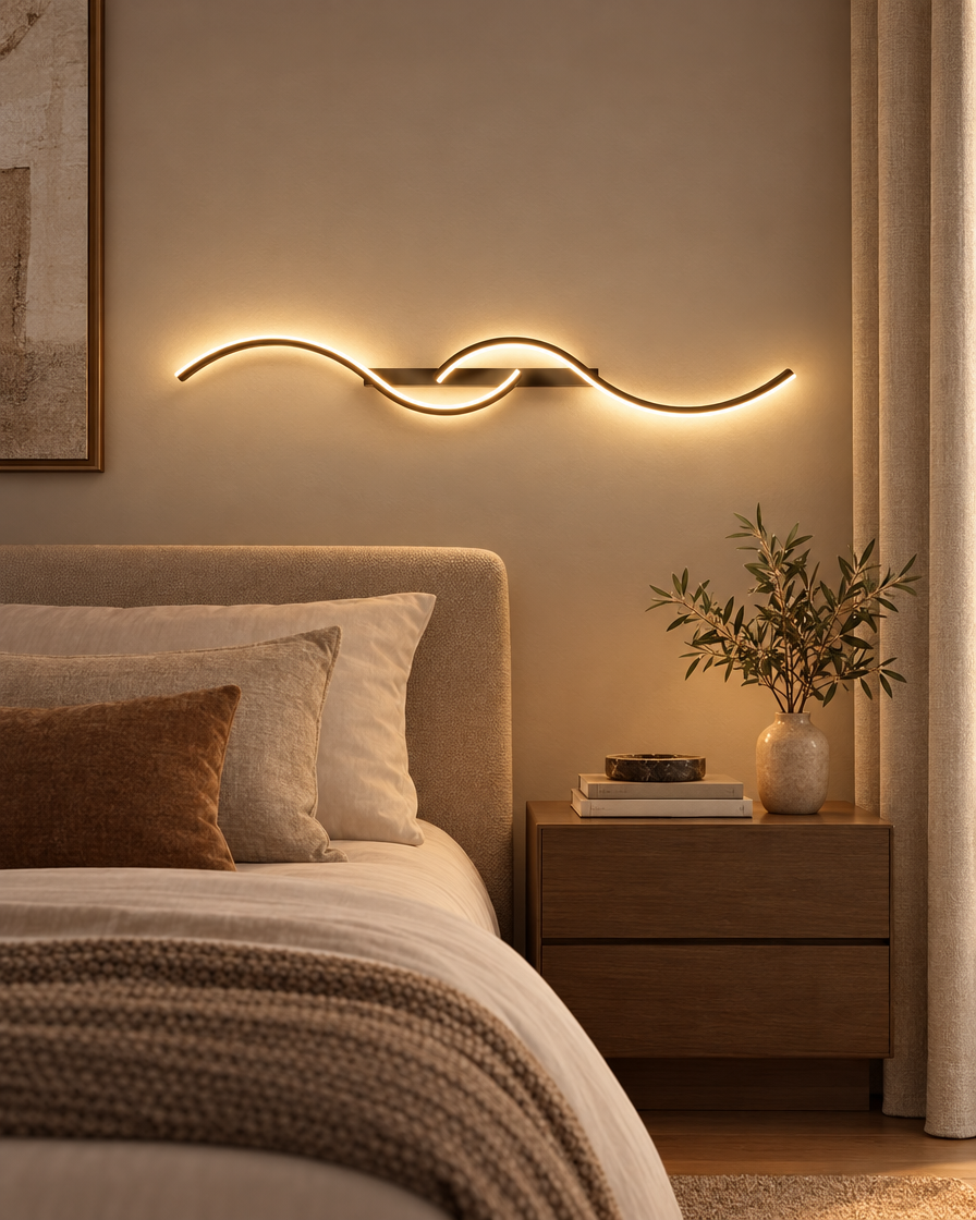LED Wall Sconce Luster Lamp in a bedroom