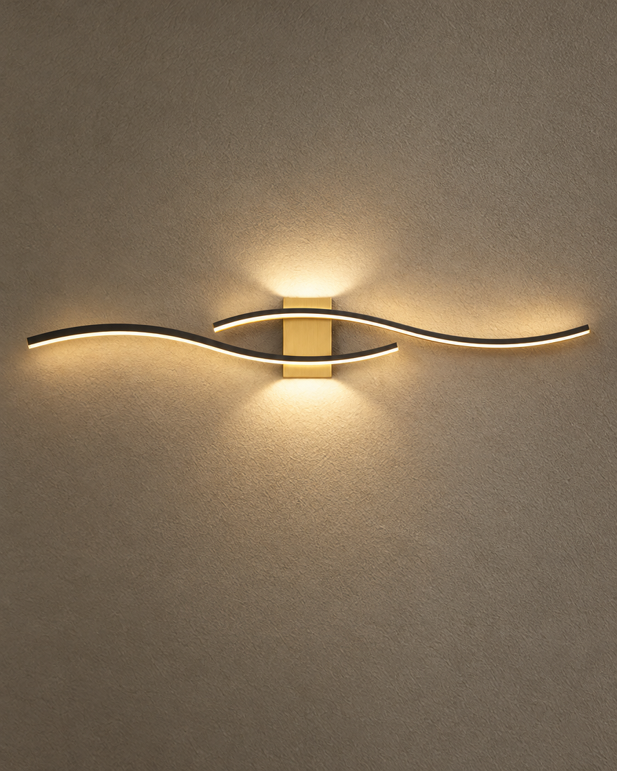 Black Gold Strip Wall Lamp close-up