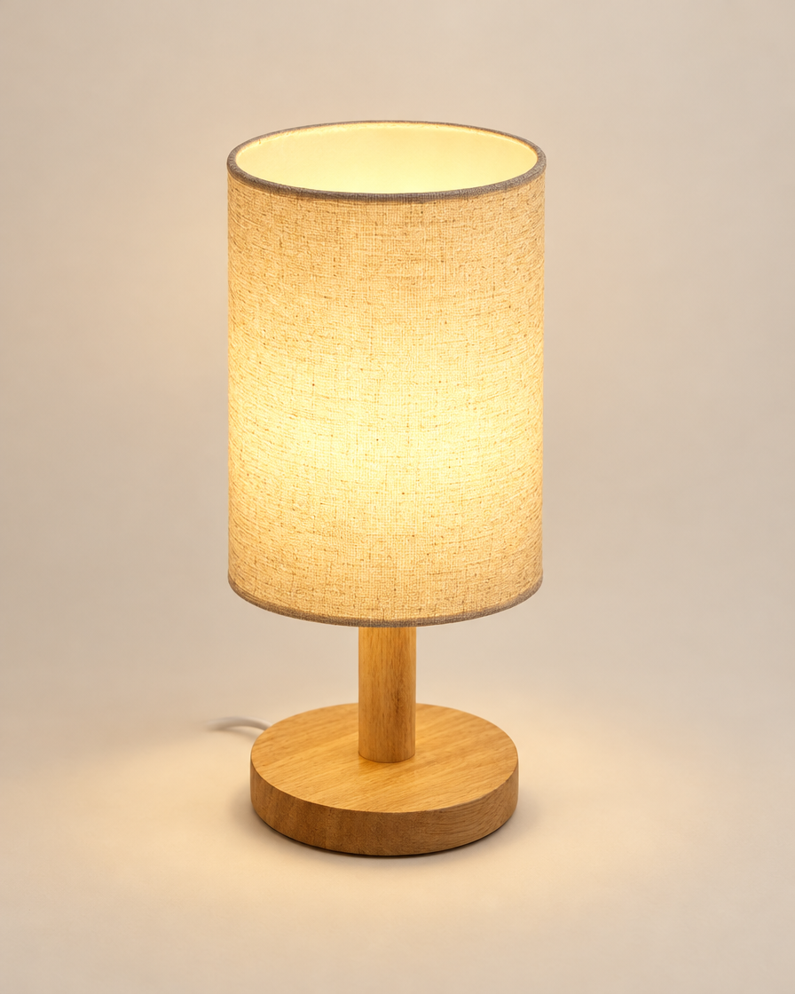 Cylinder Shade Wooden Desk Lamp studio shot