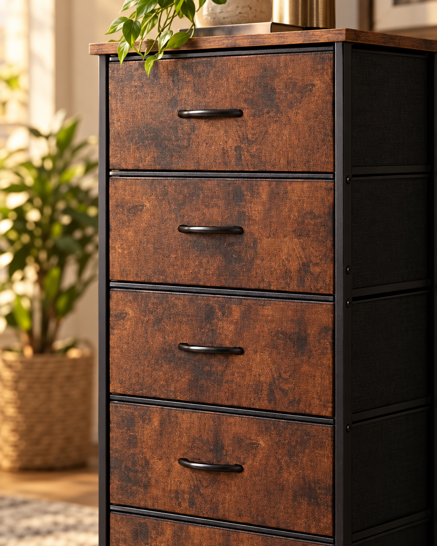 48 Inch Fabric Drawer Dresser close-up drawers