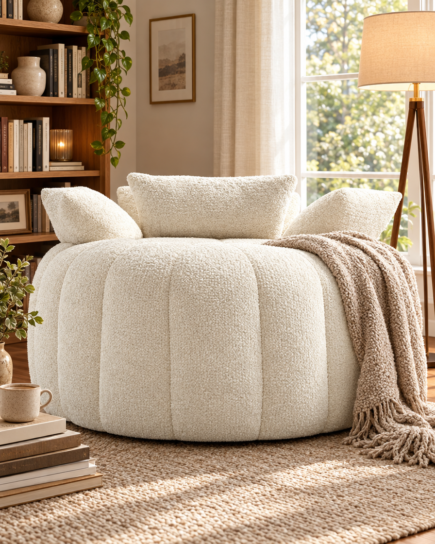 Deep Seat Cloud Chaise Sofa in a reading corner