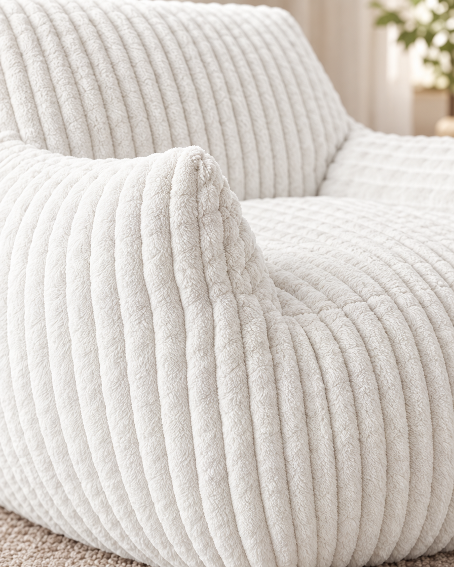 Ergonomic Corduroy Bean Bag Sofa close-up corduroy