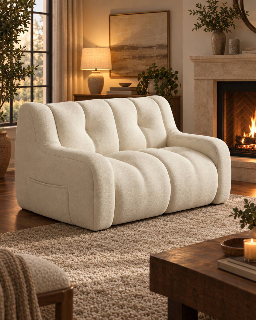 Adjustable Double Recliner Sofa in a living room