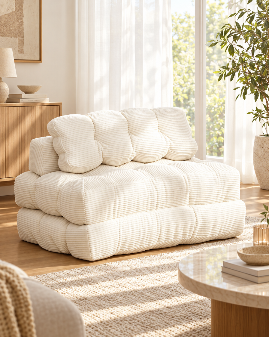 Convertible Folding Floor Sofa by a window
