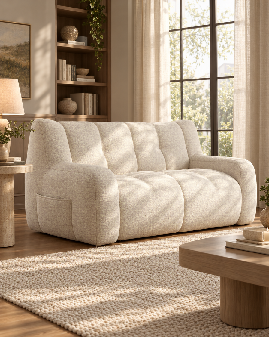 Fabric Bean Bag Recliner Sofa in a living room