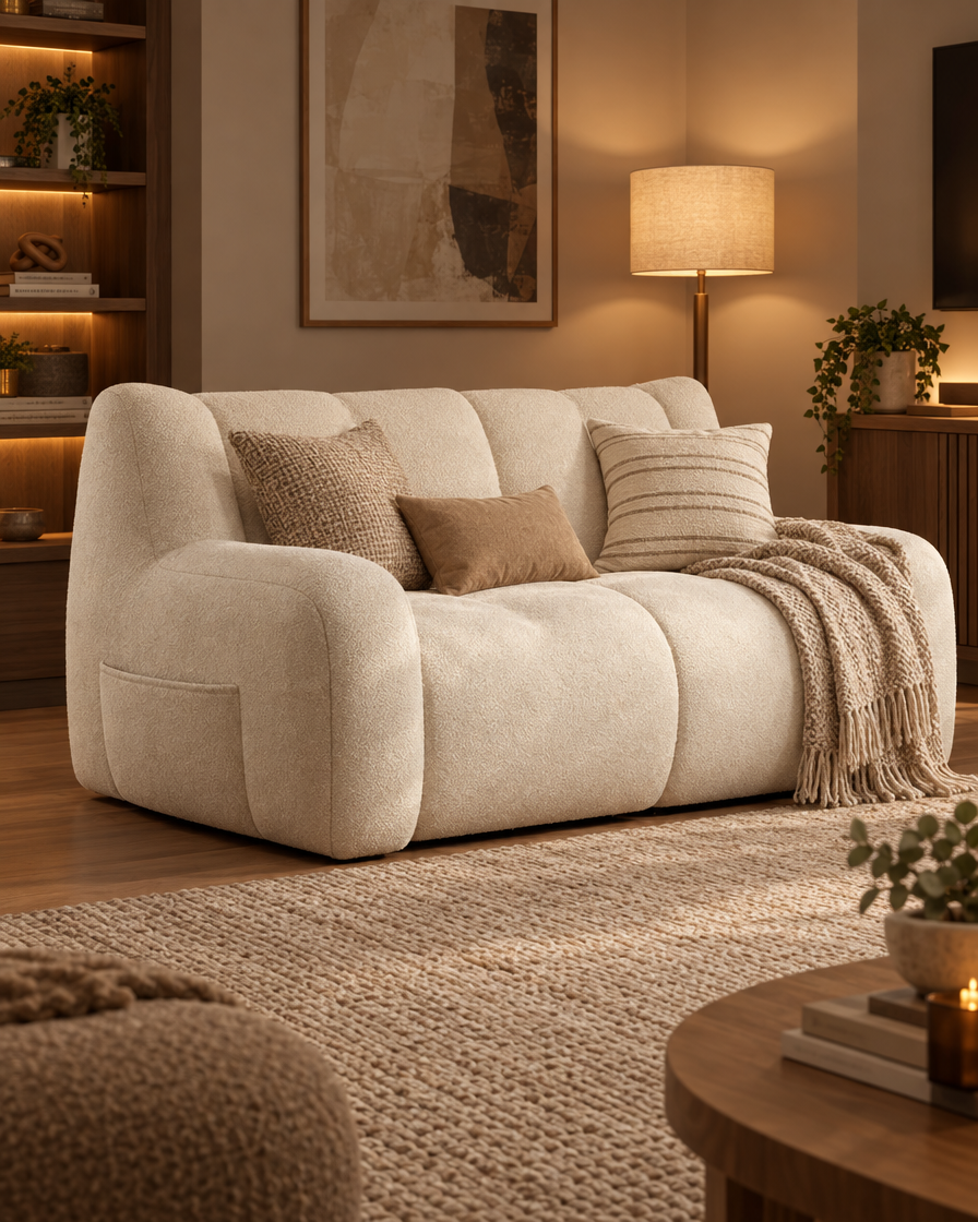 Fabric Bean Bag Recliner Sofa in a media room