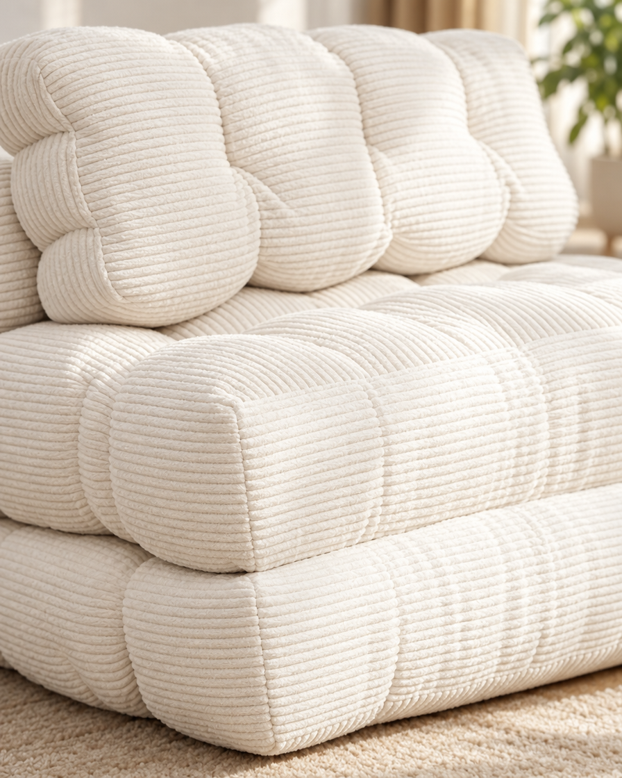 Convertible Folding Floor Sofa close-up tufting