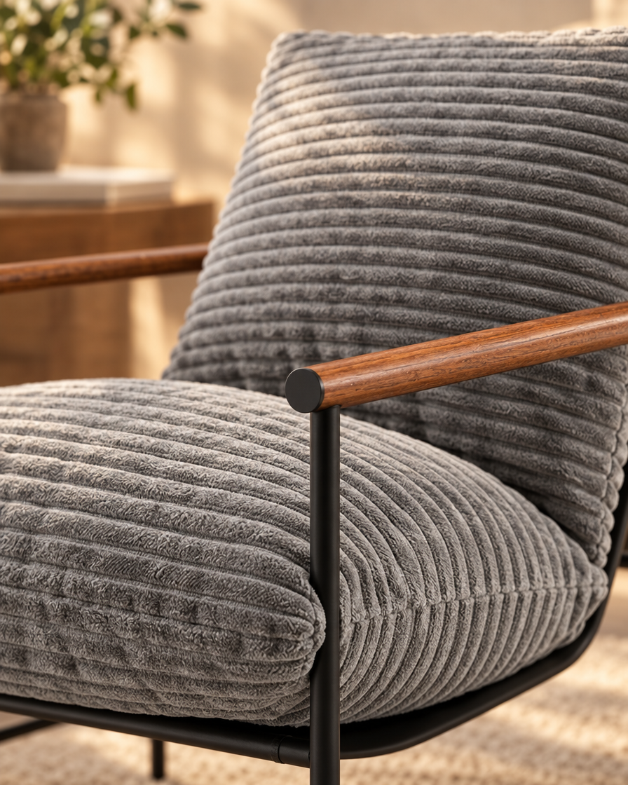Deep Seat Corduroy Reading Chair close-up corduroy