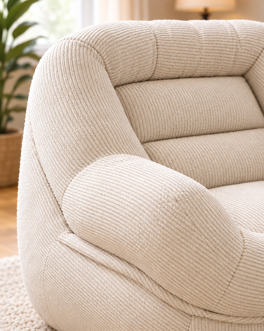Corduroy Segmented Bean Bag Chair close-up corduroy