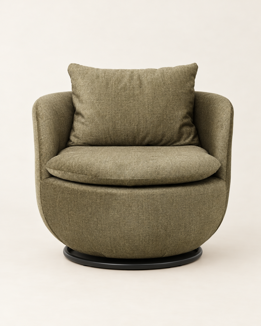 Upholstered Swivel Leisure Chair studio shot