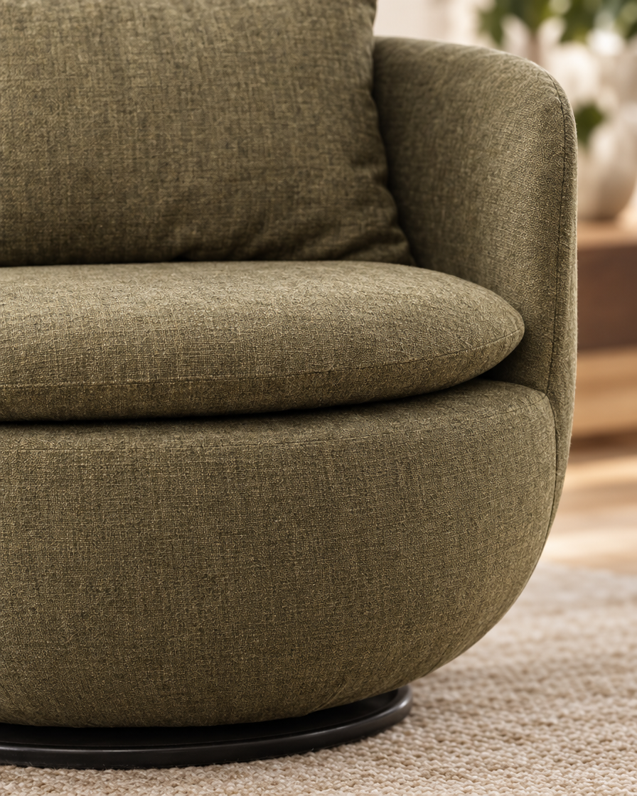 Upholstered Swivel Leisure Chair close-up fabric