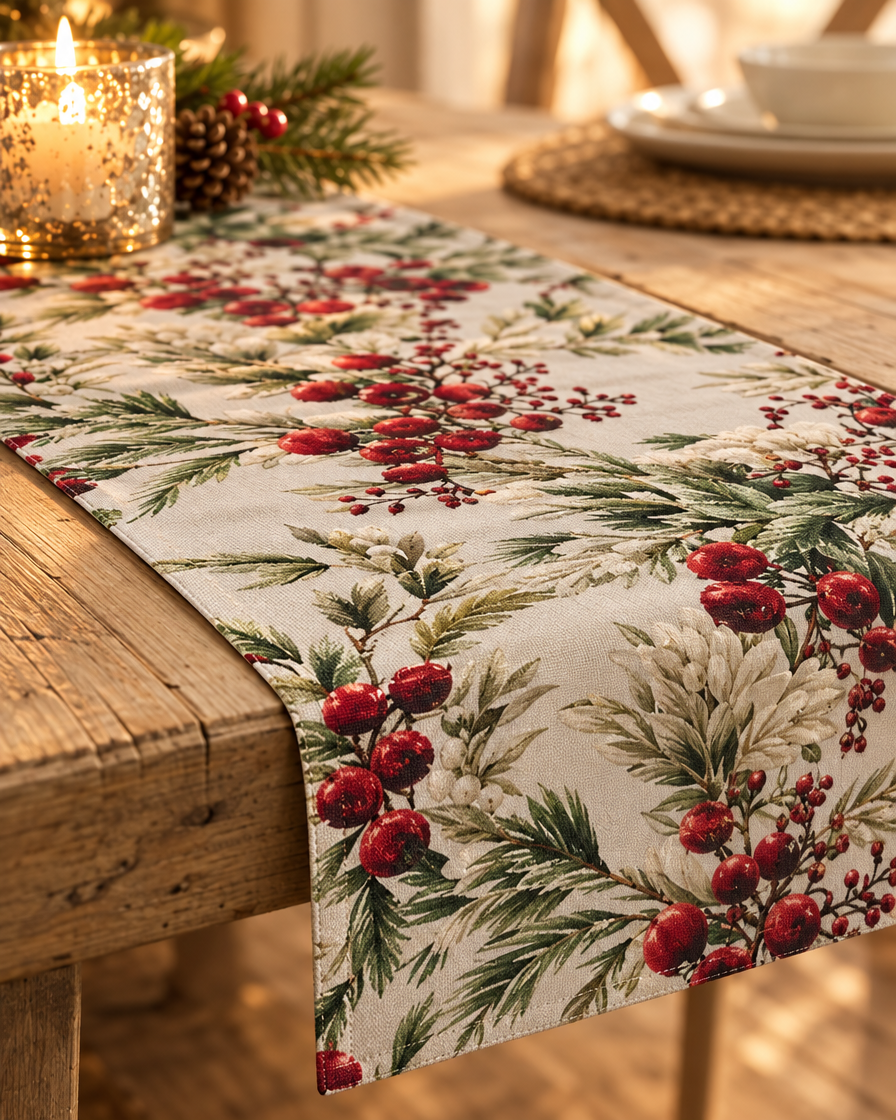 Floral Winter Table Runner close-up pattern