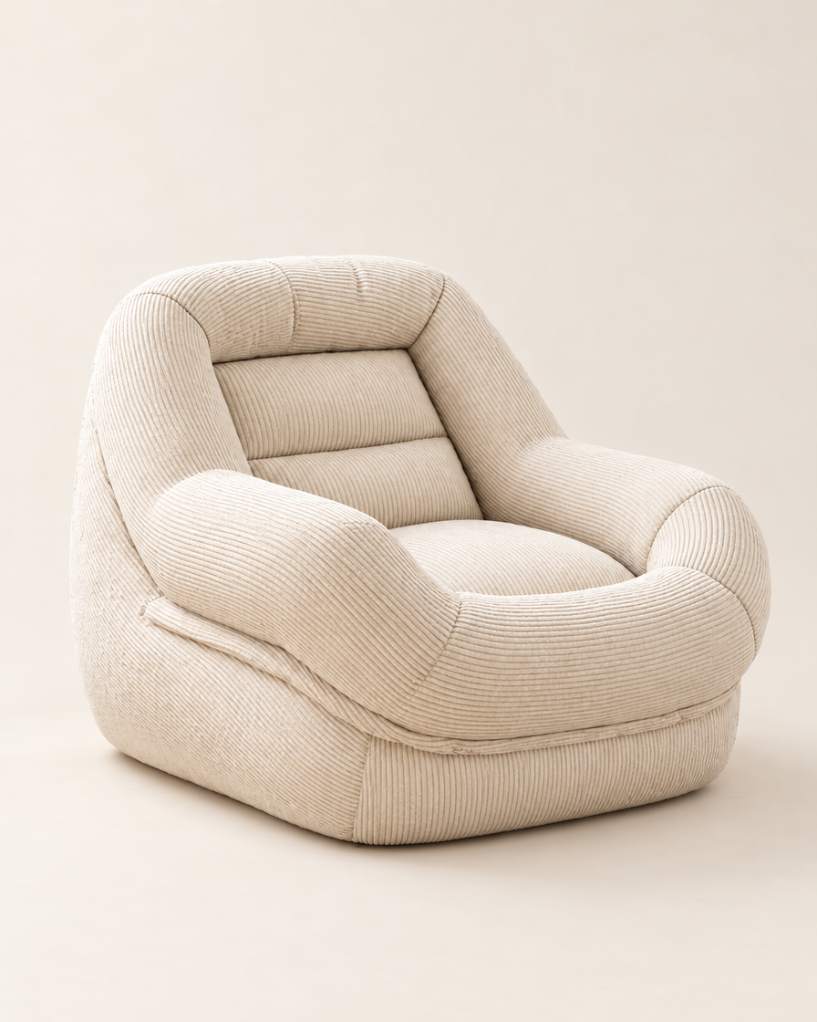 Corduroy Segmented Bean Bag Chair studio shot