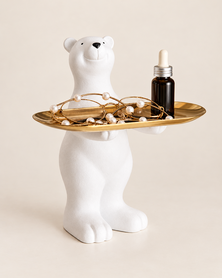 Resin Polar Bear Statue Tray studio shot