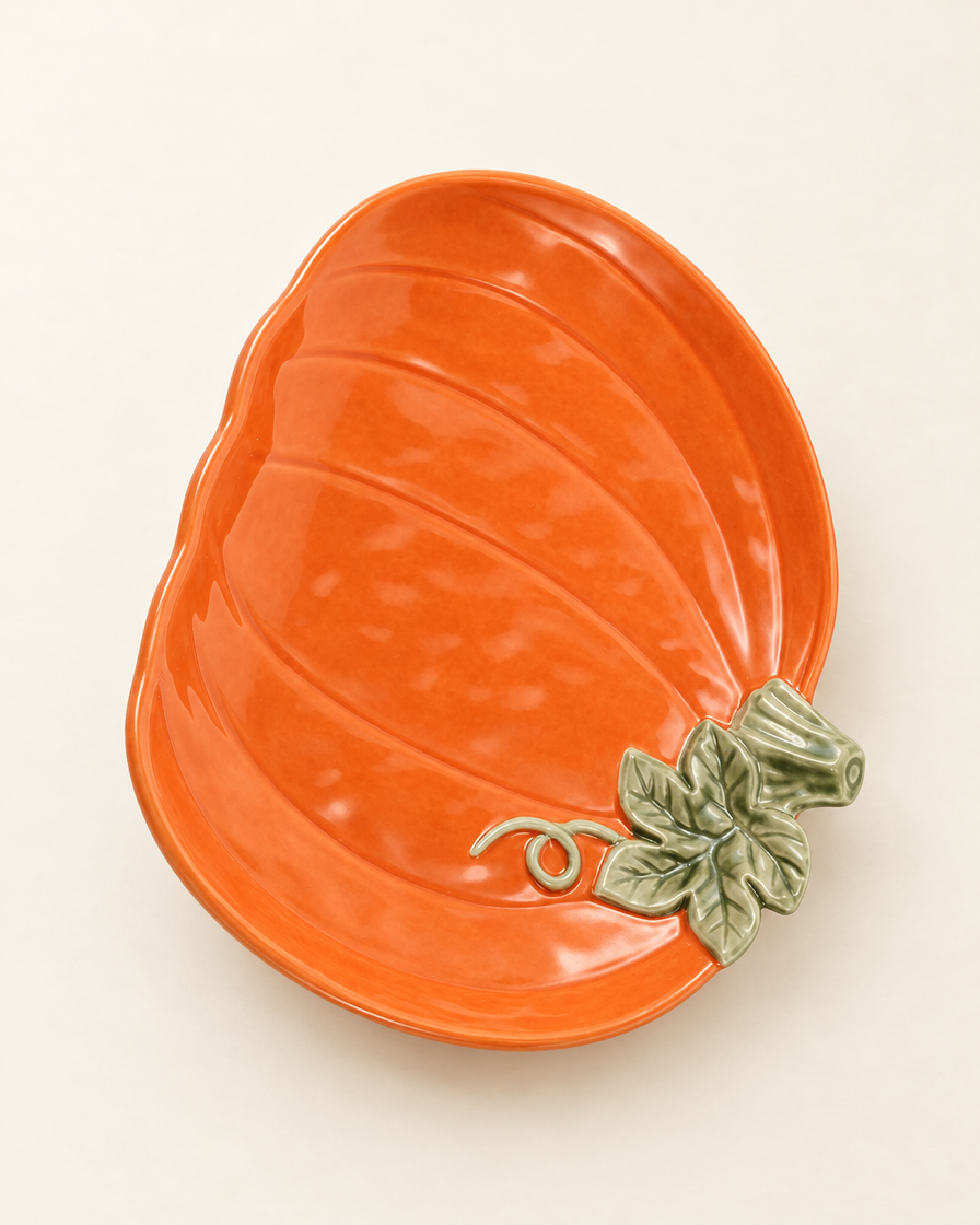 Ceramic Pumpkin Candy Tray studio shot