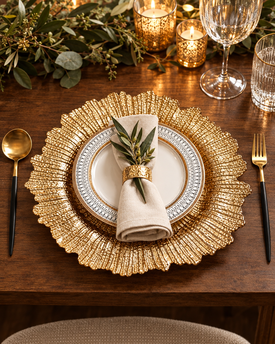 13 Inch Reef Charger Plates place setting