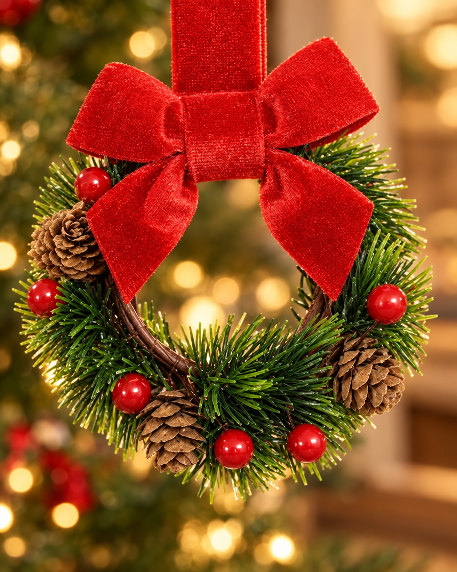DIY Vine Circle Wreath close-up bow